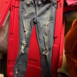 Hollister Women's Distressed Skinny Jeans - Blue